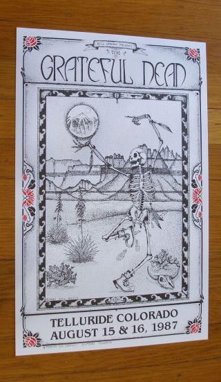 The Grateful Dead 1987 Jack Rajca Dancing Skeleton Poster Telluride Colorado 2