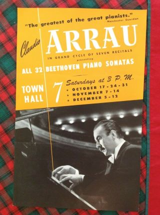 C@1948 Claudio Arrau Beethoven Piano Sonatas Town Hall Box F Flyer Handbill Vgc