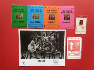 Rush,  Promo Photo,  6 Very Rare Backstage Passes,  World Tour