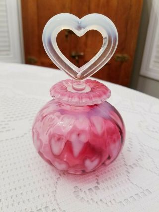 Fenton Art Glass,  1994,  Cranberry Opalescent Heart Optic,  Limited,  Perfume