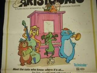 The Aristocats 1970 orig 1 sheet Poster Walt Disney Animation 71/1 4