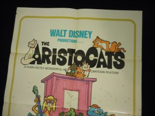 The Aristocats 1970 orig 1 sheet Poster Walt Disney Animation 71/1 5