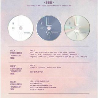 BTS World Tour ' LOVE YOUR SELF ' SEOUL Blu - ray 3Discs,  Photobook,  Photocard,  Etc 4