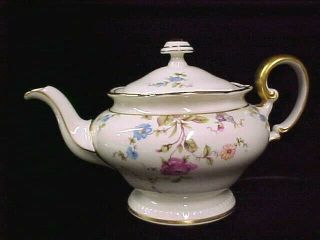 Vintage Castleton China Sunnyvale 4 - Cup Tea Pot Floral W/gold Trim Usa