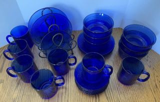 Cobalt Blue Glass Dinnerware Set Of 26