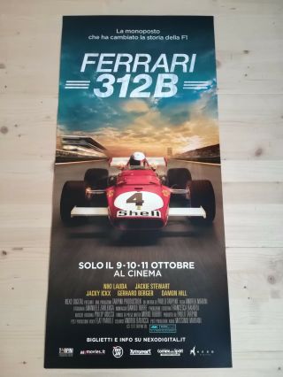 Ferrari 312 B Movie Poster Insert 12x27 " Italian Car F1