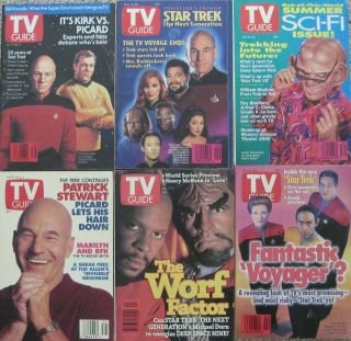 6 Star Trek Tv Guide 1991 Kirk Picard Patrick Stewart1994 Tng 1995 Voyager Scifi