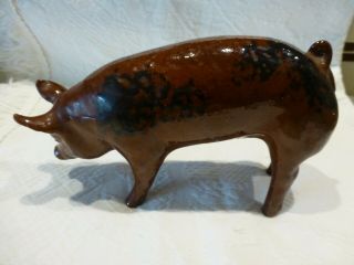 Foltz Pottery Redware Pig Figurine,  Dated 1992 - 6 1/2 " - Very Handsome