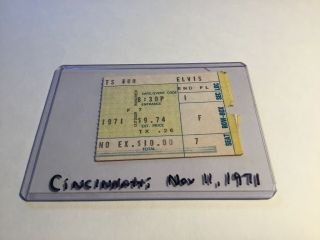 Elvis Concert Ticket Stub Cincinnati Ohio Nov 11,  1971