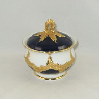 Meissen Porcelain 1852 - 1870 Cobalt & Gold " Sugar Bowl With Lid "
