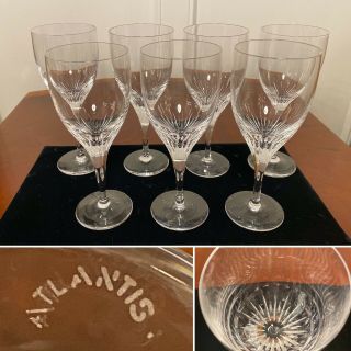 Set Of 7 Vintage Atlantis Crystal Sonnet 8 Oz Wine Glasses Goblets 7 - Inch