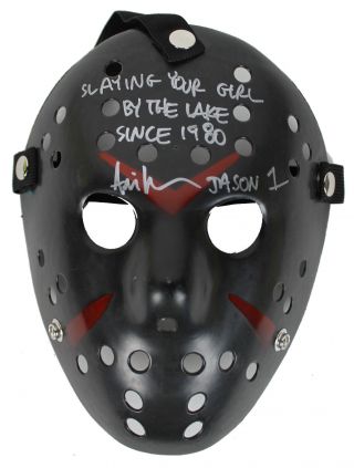 Ari Lehman Friday The 13th " Slaying Your Girl " Signed Black Jason Mask Bas
