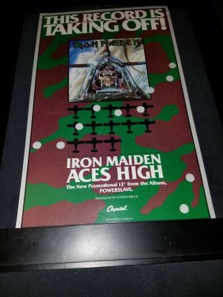 Iron Maiden Aces High Rare Radio Promo Poster Ad Framed