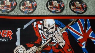 Iron Maiden Trooper Beer Bar Runner Set,  Matching Beer Mats Limited Edition 6