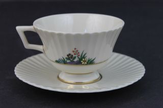 24 Piece Vintage Signed Lenox Rutledge Gold Gilt Floral Tea Cup & Saucer Set 2