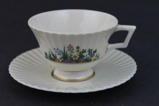 24 Piece Vintage Signed Lenox Rutledge Gold Gilt Floral Tea Cup & Saucer Set 4