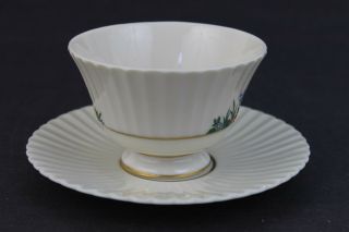 24 Piece Vintage Signed Lenox Rutledge Gold Gilt Floral Tea Cup & Saucer Set 5