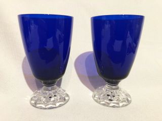 Fostoria American Lady COBALT BLUE Ftd Juice Tumblers - Set of 2 (Item 487B) 2