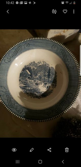 15 ROYAL CURRIER AND IVES BLUE RIM SOUP BOWLS 8 & 1/2 
