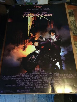 Vintage 1984 Prince In His First Motion Picture Purple Rain Poster 24” X 36”