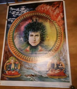 Vintage Bob Dylan Poster 1968 Earth Fire Water Air Wespac No.  W12 Unkown Artist