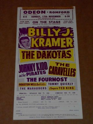 Billy J.  Kramer & Dakotas/johnny Kidd & Pirates 1963 Odeon,  Romford Handbill