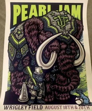 Pearl Jam S/n Chicago Wrigley Ames 2018 August Concert Poster Ap.  Vedder