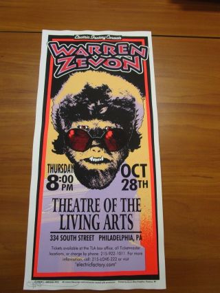1999 Rock Concert Poster Warren Zevon Mark Arminski Signed Wolfman Monster