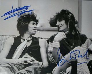 Keith Richards & Ronnie Woods 2x Signed 8x10 Photo W/ Holo Rolling Stones