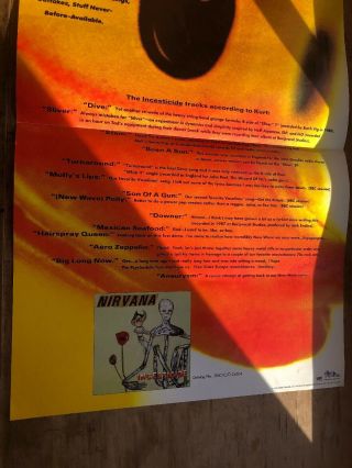 Vintage Nirvana Incesticide Promo Poster Kurt Cobain Geffen Records Store Rare 2