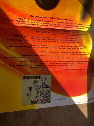 Vintage Nirvana Incesticide Promo Poster Kurt Cobain Geffen Records Store Rare 8