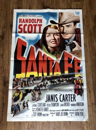 Santa Fe,  One Sheet Movie Poster,  27x41,  R59,  Janis Carter