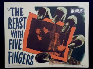 The Beast With Five Fingers Peter Lorre Horror 1947 Lobby Card B