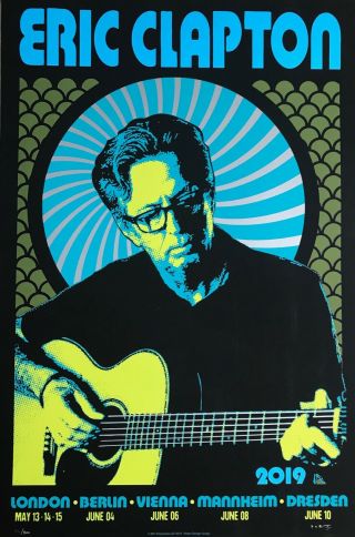 Eric Clapton 2019 European Tour Poster Limited Edition Of 800 Artist Signed