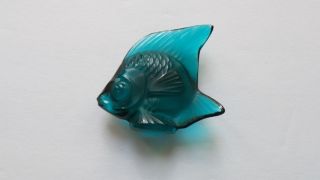 Lalique Crystal Angel Fish Miniature Sculpture,  Turquoise
