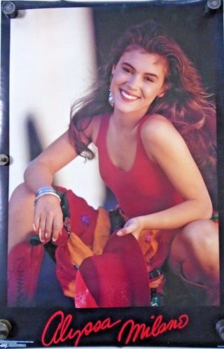 Alyssa Milano " Red Dress " Orig.  Vintage Poster " 1990 " Exc. ,  Cond.  - 22 X 34 "