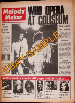 The Who 1969 V.  Rare Orig.  Complete Melody Maker Live Tommy Gig,  1970 Photo 8x10