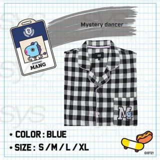 BTS BT21 Official Authentic Goods Flannel Check Pajamas Sleepwear,  Tracking 5