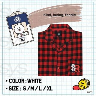 BTS BT21 Official Authentic Goods Flannel Check Pajamas Sleepwear,  Tracking 6