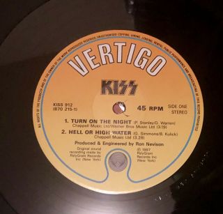 KISS “Turn On The Night” 12” EP SIGNED by Paul Stanley Signature 4