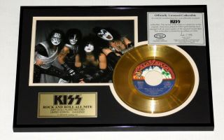 Kiss Band Rock And Roll All Nite 7 " 45 Gold Record Award Plaque Official 1999