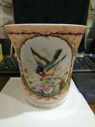 Great Antique Hand Painted Pairpoint Vase With Bird And All Over Decorations.