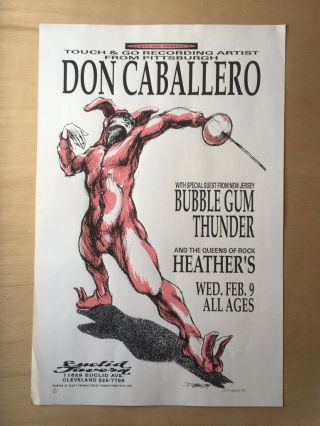 1994 Don Caballero Poster Euclid Tavern Derek Hess Signed And Numbered 22/60