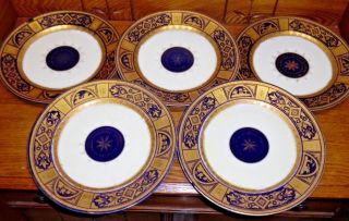 5 Antique Royal Vienna Porcelain Plates - Extremely Worn