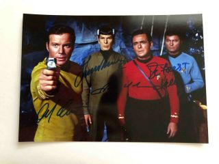 Leonard Nimoy Shatner Kelley Doohan Star Trek Signed Autograph 6x8 Photo