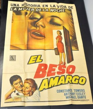 The Naked Kiss 1964 Sam Fuller Argentinian/spanish Sheet Poster El Beso Amargo