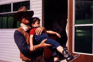 John Wayne 35mm Slide Transparency Trailer On Set Sons Of Katie Elder