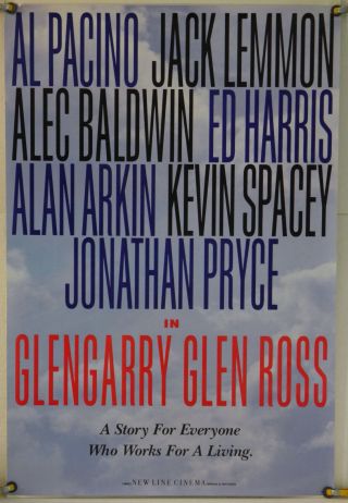 Glengarry Glen Ross Ds Rolled Adv Orig 1sh Movie Poster Jack Lemmon (1992)