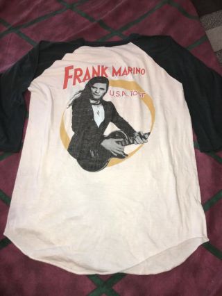 Frank Marino 1981 Usa Tour Concert Raglan Baseball Tee Shirt Vintage Double Side