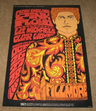 Pink Floyd Lee Michaels 1967 Concert Poster 2nd Printing Fillmore Bg090 Limited